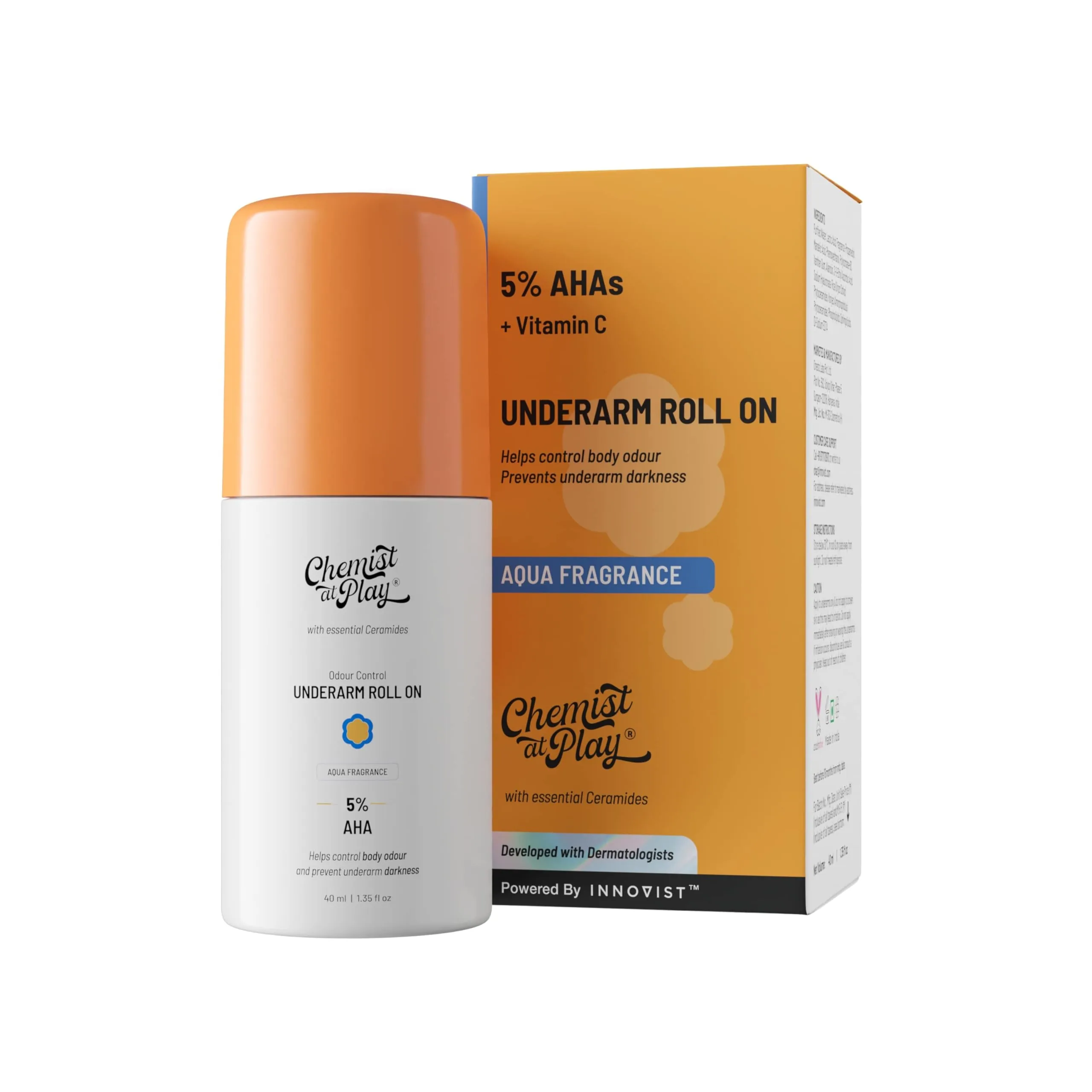 Chemist at Play 5% AHA Underarm Roll On | Lactic Acid Deodorant | Odour Control & Skin Brightening Chemist at Play 5% AHA Underarm Roll On | Lactic Acid Deodorant | Odour Control & Skin Brightening - 40 ml