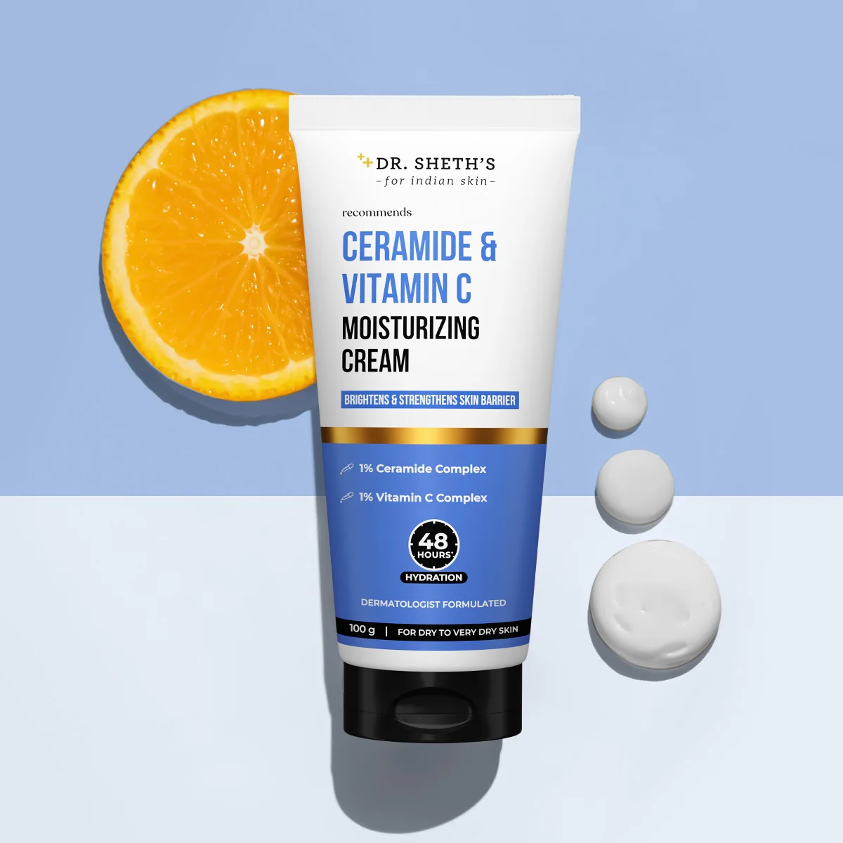 Dr. Sheth's Ceramide & Vitamin C Oil Free Moisturizer | Hydrating & Brightening Face Cream | Non-Greasy Daily Skincare