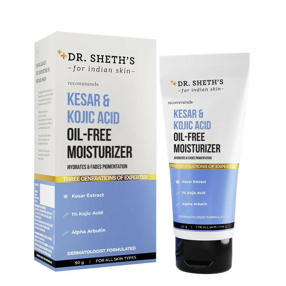 Dr. Sheth's Kesar & Kojic Acid Oil-Free Moisturizer | Daily Face Moisturizer | Fades Dark Spots & Hydrates Skin Dr. Sheth's Kesar & Kojic Acid Oil-Free Moisturizer | Daily Face Moisturizer | Fades Dark Spots & Hydrates Skin - 50 gm
