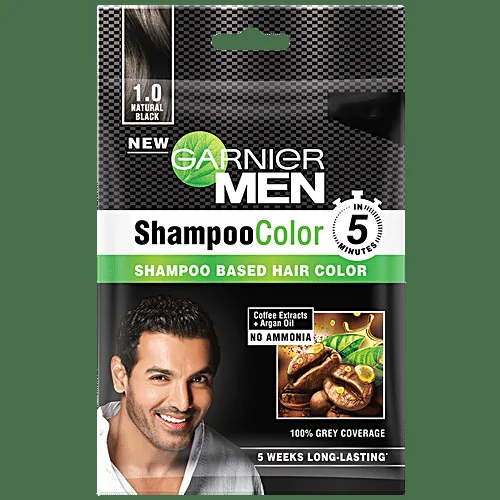 Garnier Men Shade 1 Shampoo Color | Quick 5-Minute Hair Dye | Ammonia-Free Grey Coverage