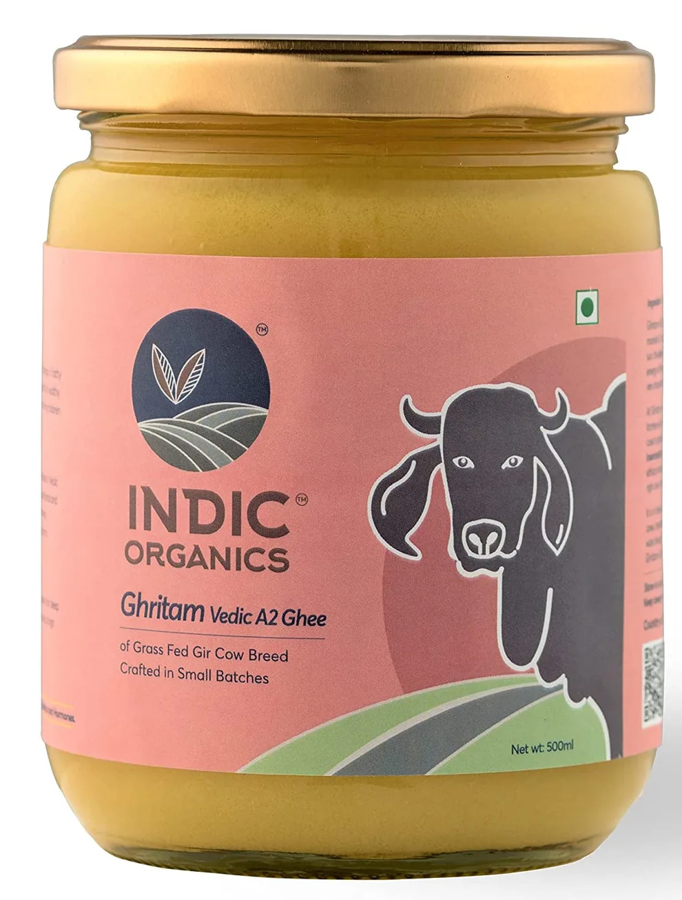 Indic Organics Ghritam Vedic A2 Gir Ghee | Traditional Bilona Desi Ghee | Grass-Fed Cow Ghee