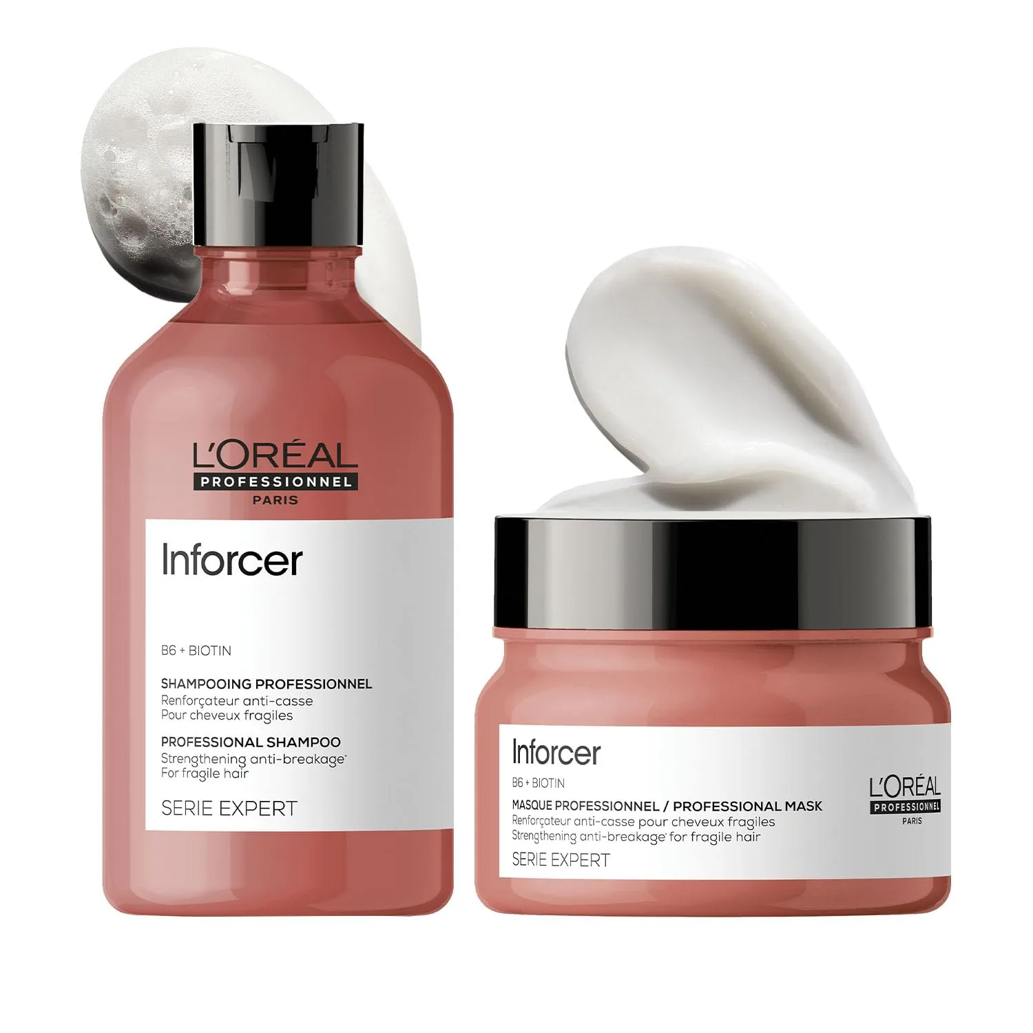 L'Oreal Professionnel Inforcer Strengthening Shampoo & Hair Mask Combo | Hair Care Set | Anti-Breakage and Strength combo of 2 (300 ml + 250 gm)