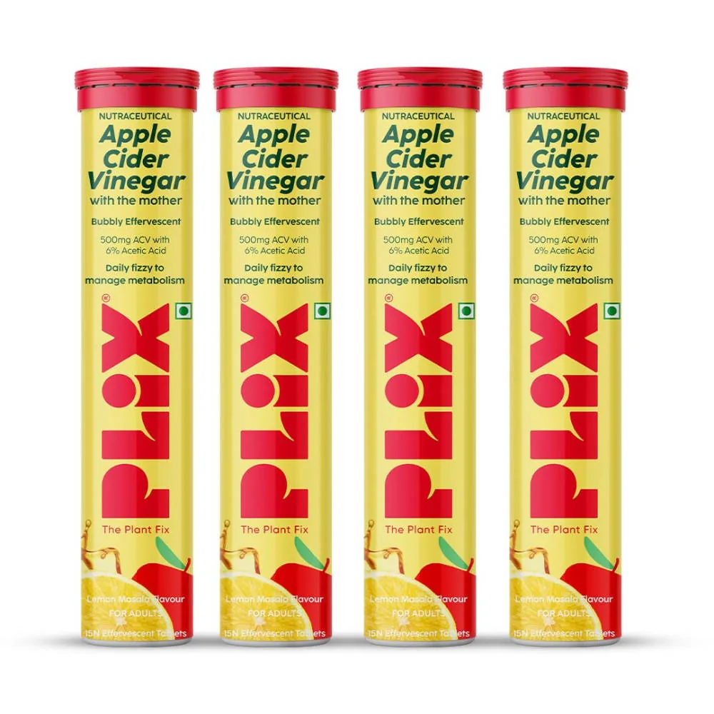 Plix The Plant Fix Apple Cider Vinegar Effervescent Tablet With Mother Lemon Masala