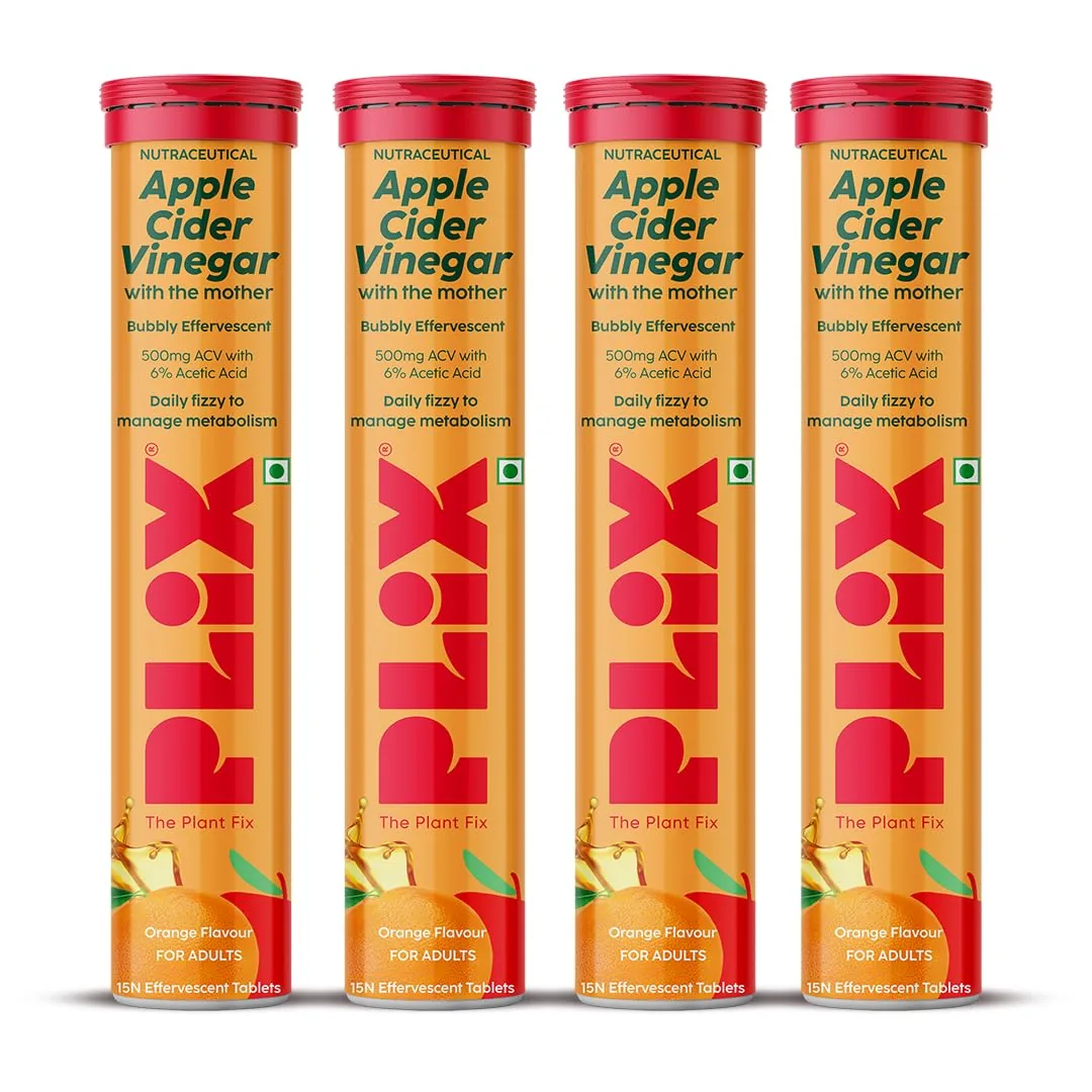 Plix The Plant Fix Apple Cider Vinegar Effervescent Tablet With Mother Orange