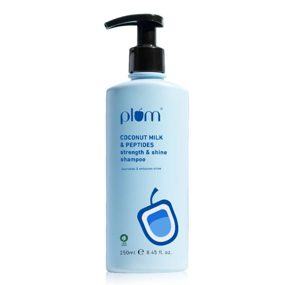Plum Coconut Milk & Peptides Shampoo | Strength & Shine Formula | For Soft and Lustrous Hair