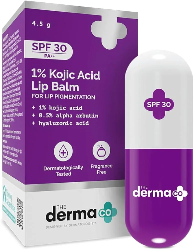The Derma Co 1% Kojic Acid Lip Balm | Pigmentation Removal Lip Care | SPF 30 Sun Protection The Derma Co 1% Kojic Acid Lip Balm | Pigmentation Removal Lip Care | SPF 30 Sun Protection - 4.5 gm