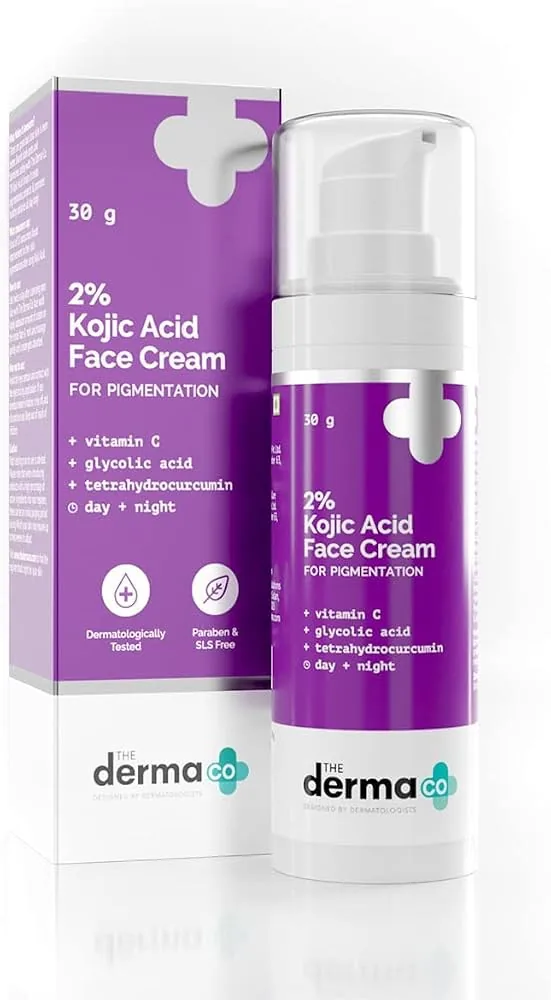The Derma Co 2% Kojic Acid Face Cream | Pigmentation Removal Cream | Daily Skin Brightening Formula 30 gm