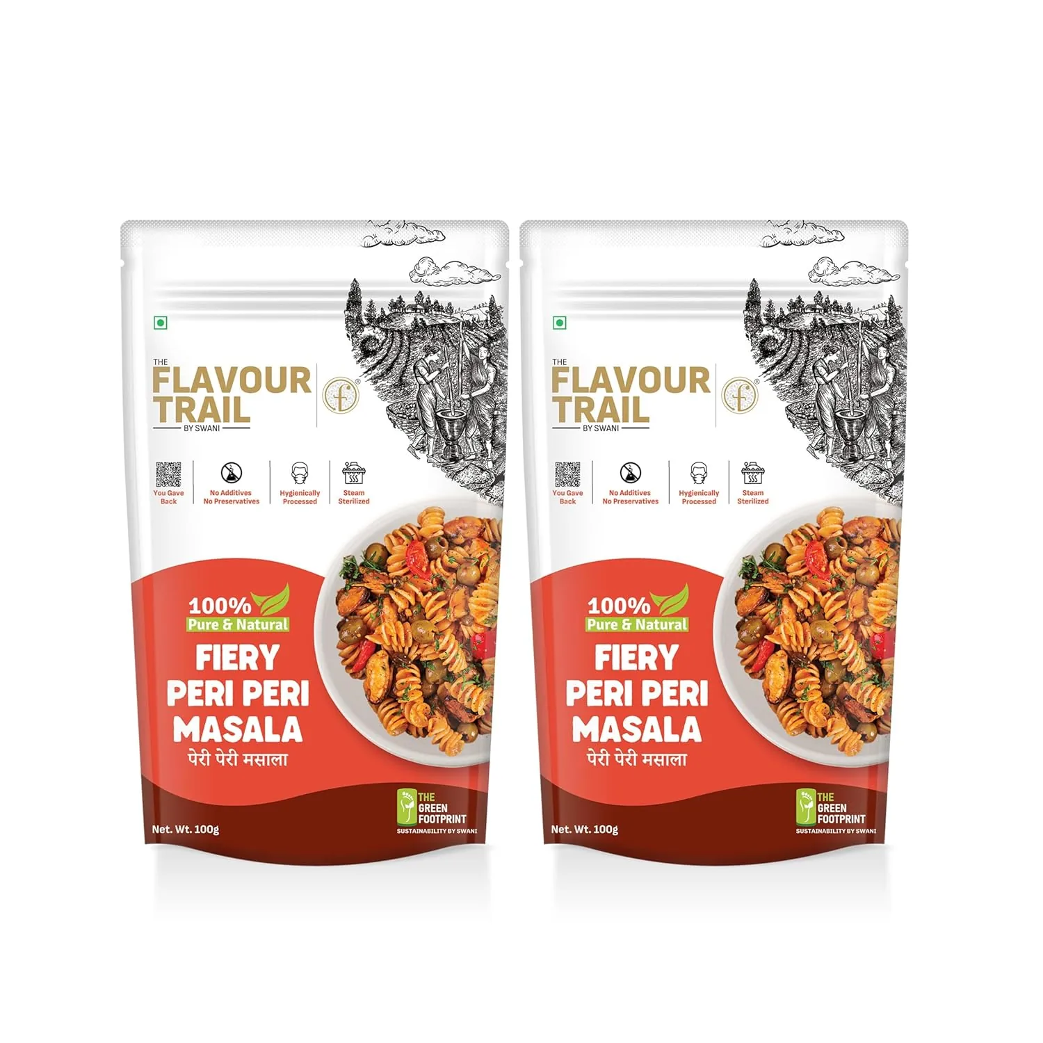 The Flavour Trail by Swani Fiery Peri Peri Masala - No Additives & Preservatives 100 gm (Pack of 2)