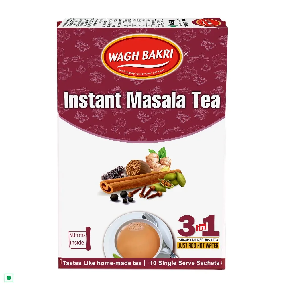 Wagh Bakri Instant Masala Tea Premix | 3-in-1 Spiced Chai | Quick Hot Beverage 140 gm