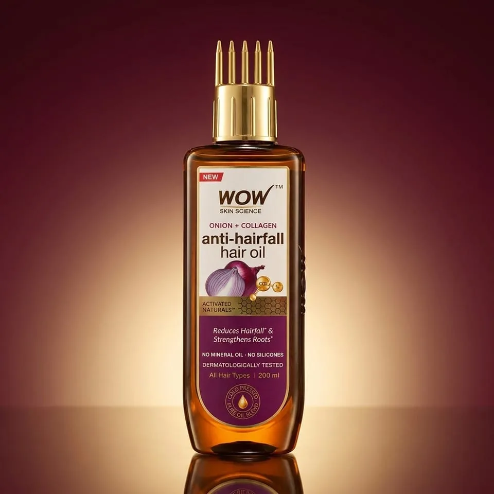 Wow Skin Science Onion & Collagen Anti-Hairfall Hair Oil | Nourishing Hair Oil | Non-Sticky Formula for Stronger Hair 200 ml
