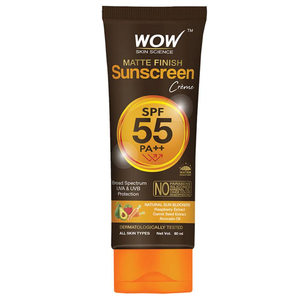 WOW Skin Science Sunscreen Matte Finish – SPF 55 PA+++ WOW Skin Science Sunscreen Matte Finish – SPF 55 PA+++-Pack Size-80ml