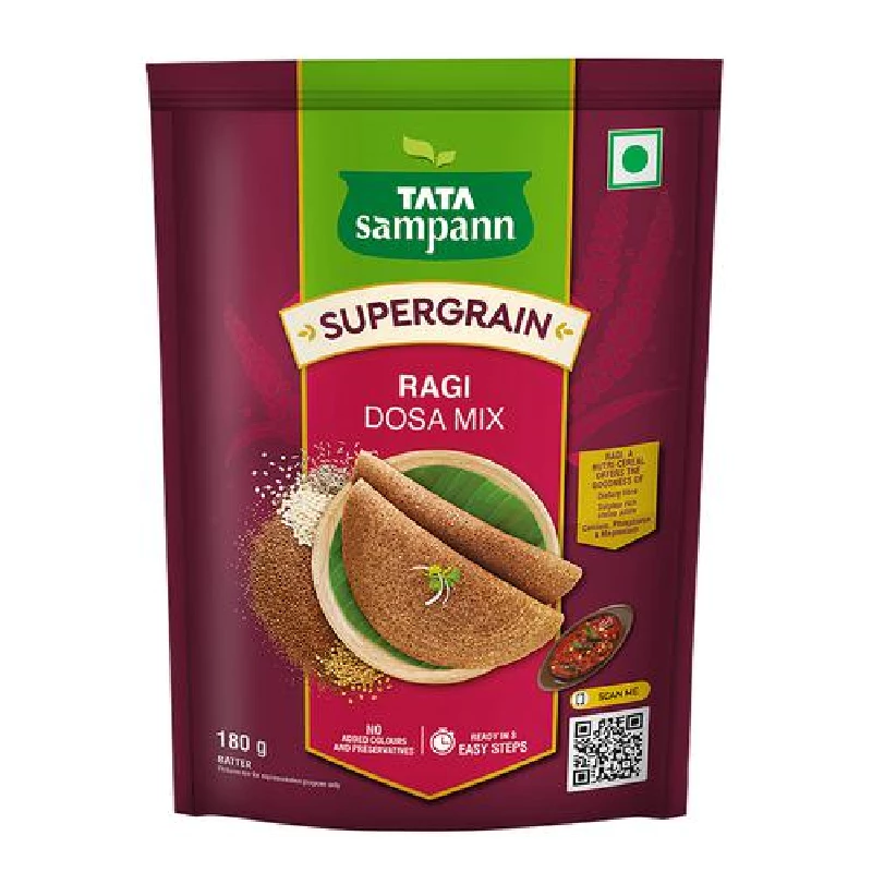 Tata Sampann Supergrain Ragi Dosa Mix - Instant Ready To Cook Tata Sampann Supergrain Ragi Dosa Mix - Instant Ready To Cook--180 g